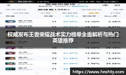 权威发布王者荣耀战术实力榜单全面解析与热门英雄推荐